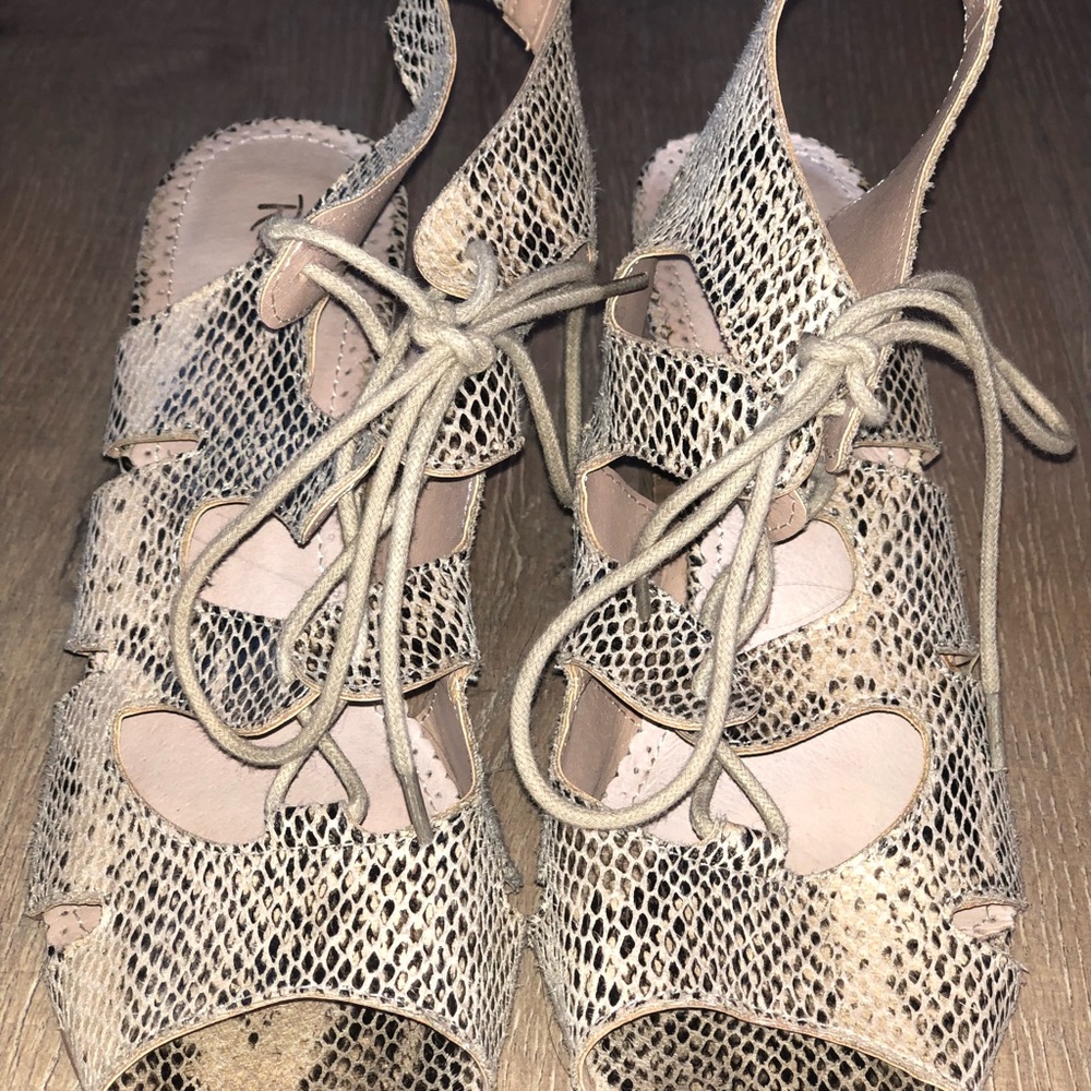 Faux Snake skin sandal heel